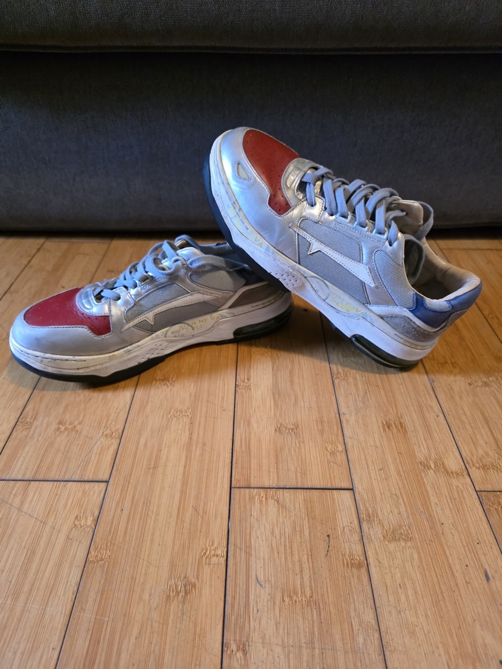 Premiata Women's White and Red Athletic Sneakers
